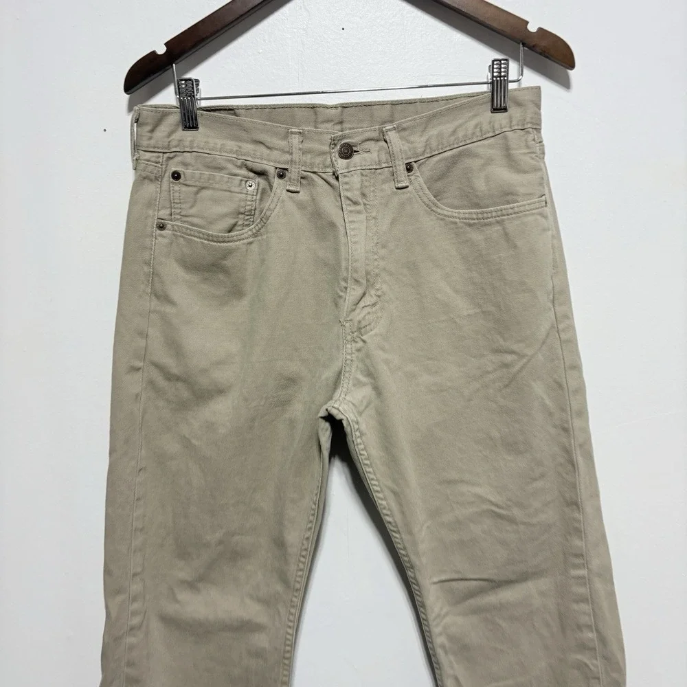 Levis 505 Jeans Mens 32 X 30 Khaki Tan Straight Regular Fit Cotton Denim